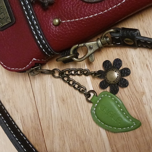 Chala Cellphone Bee Crossbody Bag Burgundy Vegan Leather - Picture 4 of 13